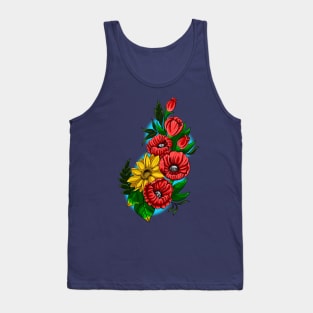 Poppies and Sunflower Tattoo Design Tank Top